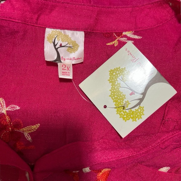 Fig & Flower NWT - Womens Floral Button Up 3/4 Sleeve Top Sz. 2X - Picture 7 of 8